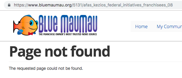 Blue MauMau screenshot that says 'Page Not Found'
