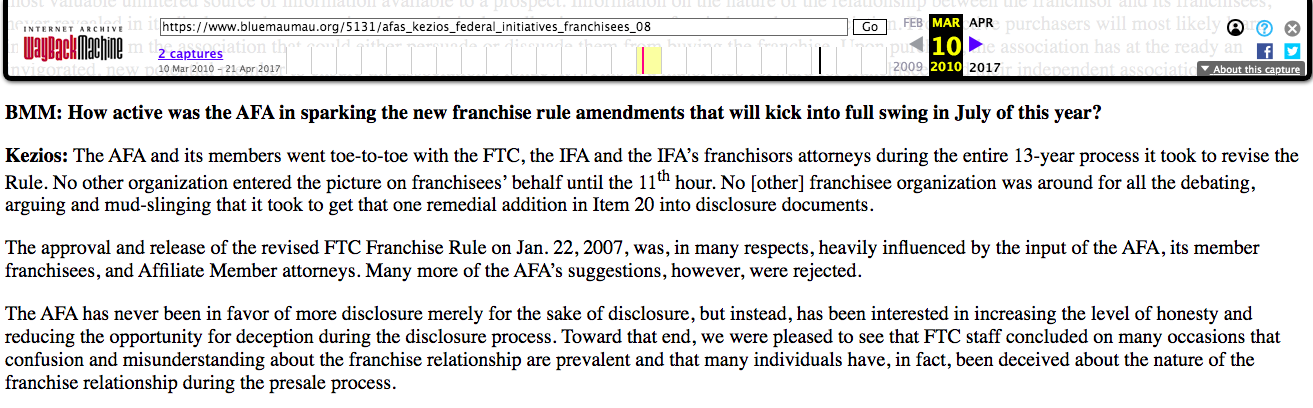 Screenshot from WayBack Machine
